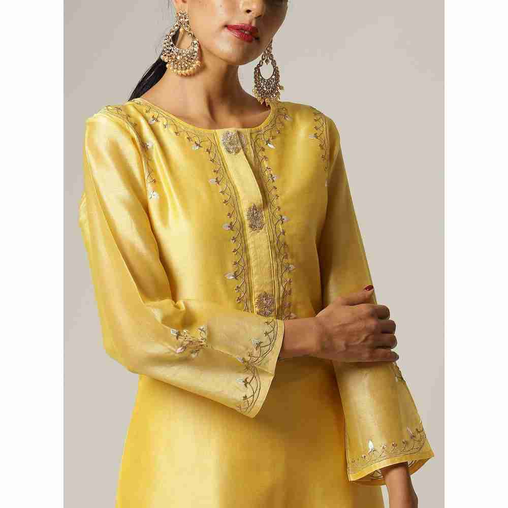 Anantaa Yellow Silk Chanderi Embroidery Kurta