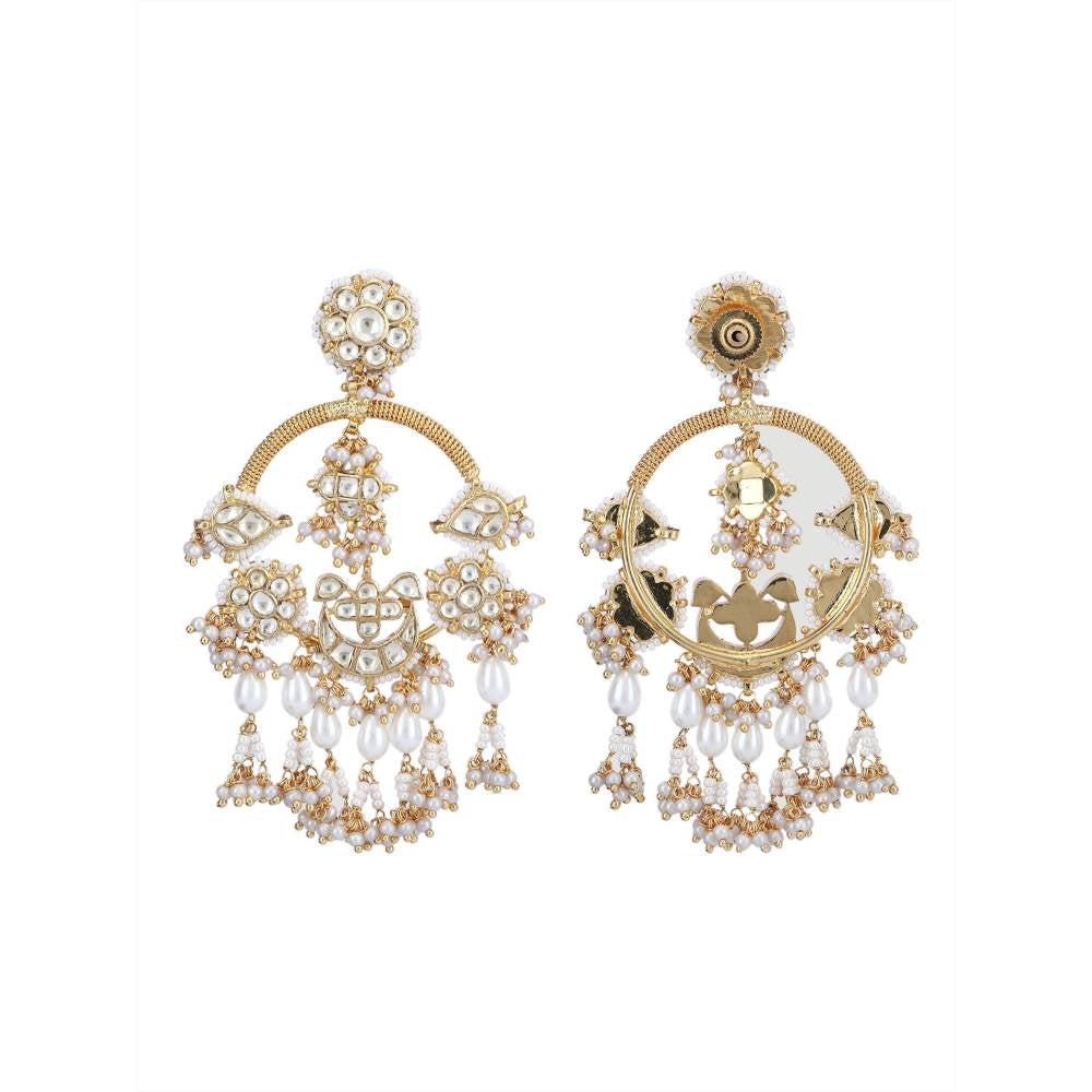 Auraa Trends 22Kt Gold Plated Kundan Classic Gold Earring Set for Women and Girls