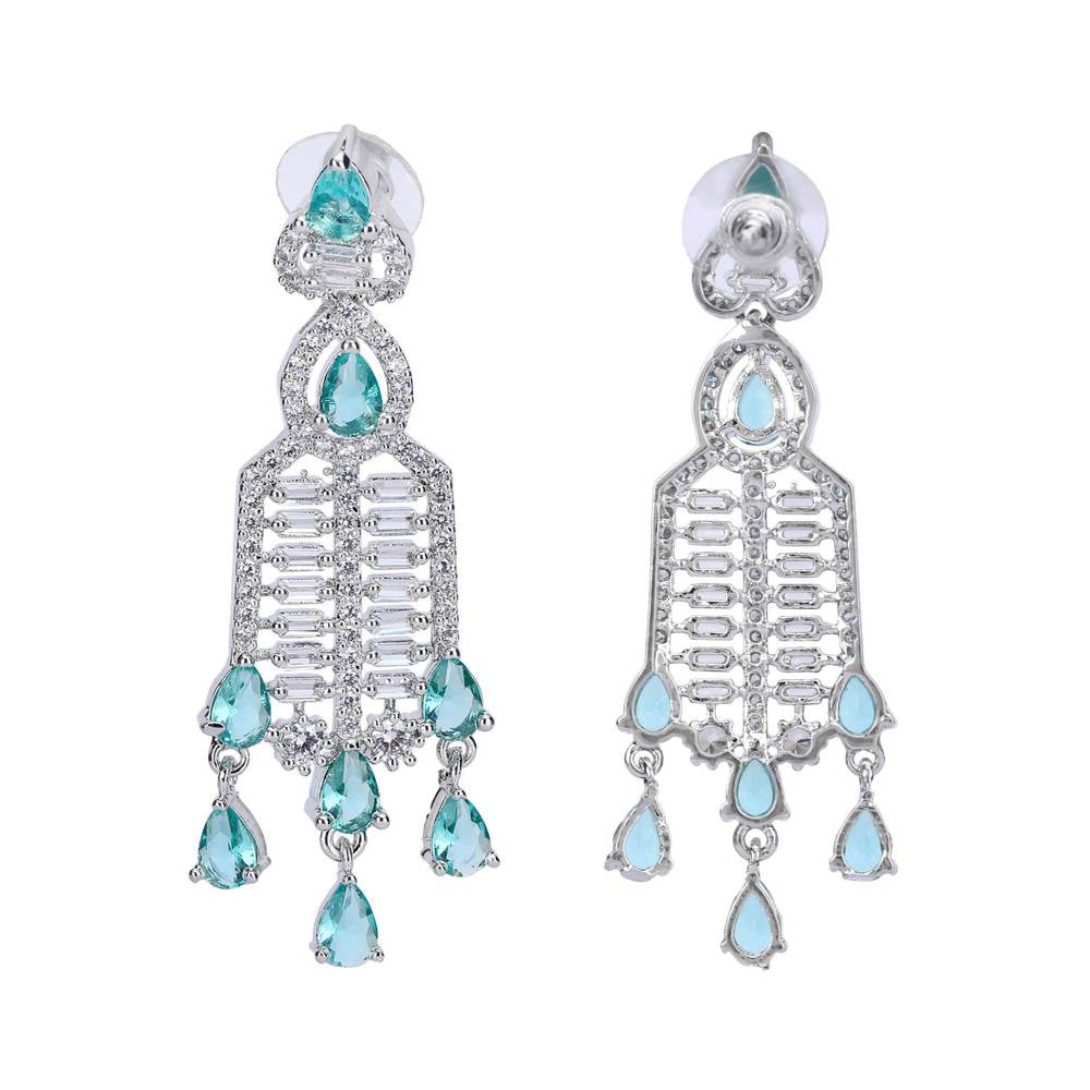 Auraa Trends Rhodium Plated American Diamond Zircon Red Necklace Set for women and Girls