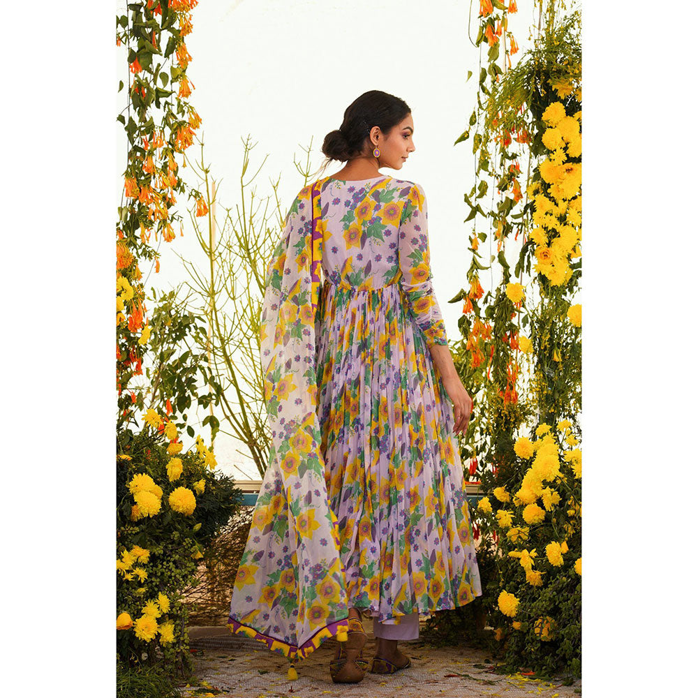 Baise Gaba Nazakat Anarkali Floral Lavender (Set of 3)