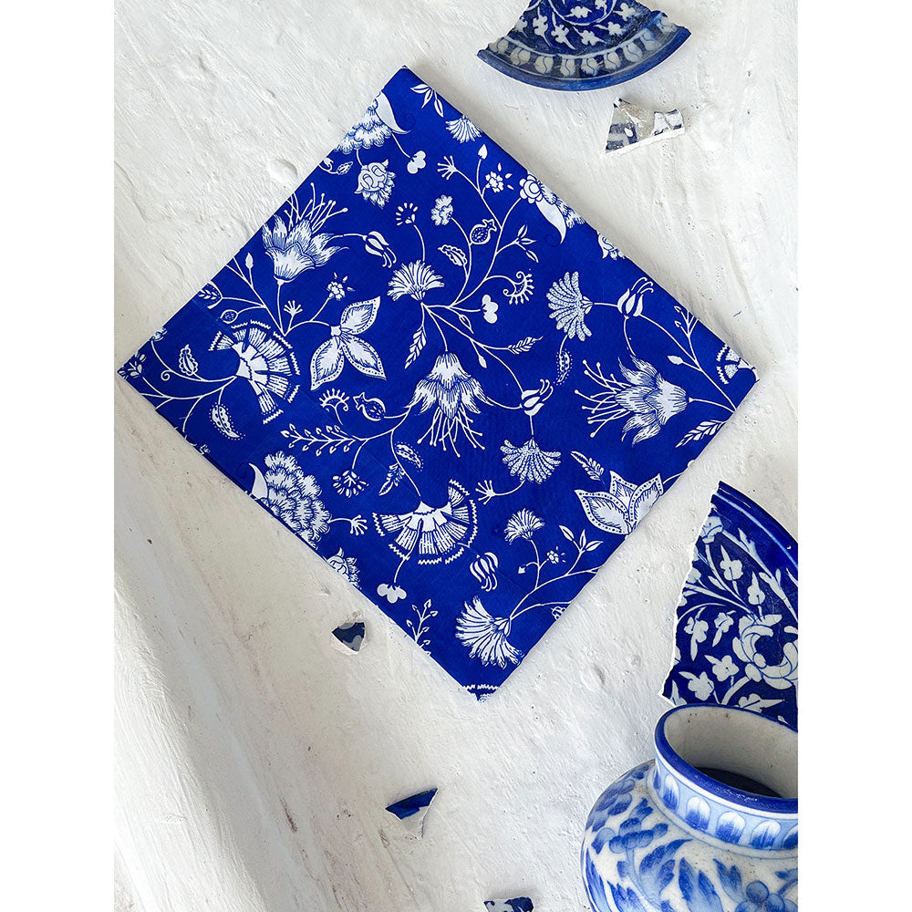 Baise Gaba Blue Darpan Organza Saree with Unstitched