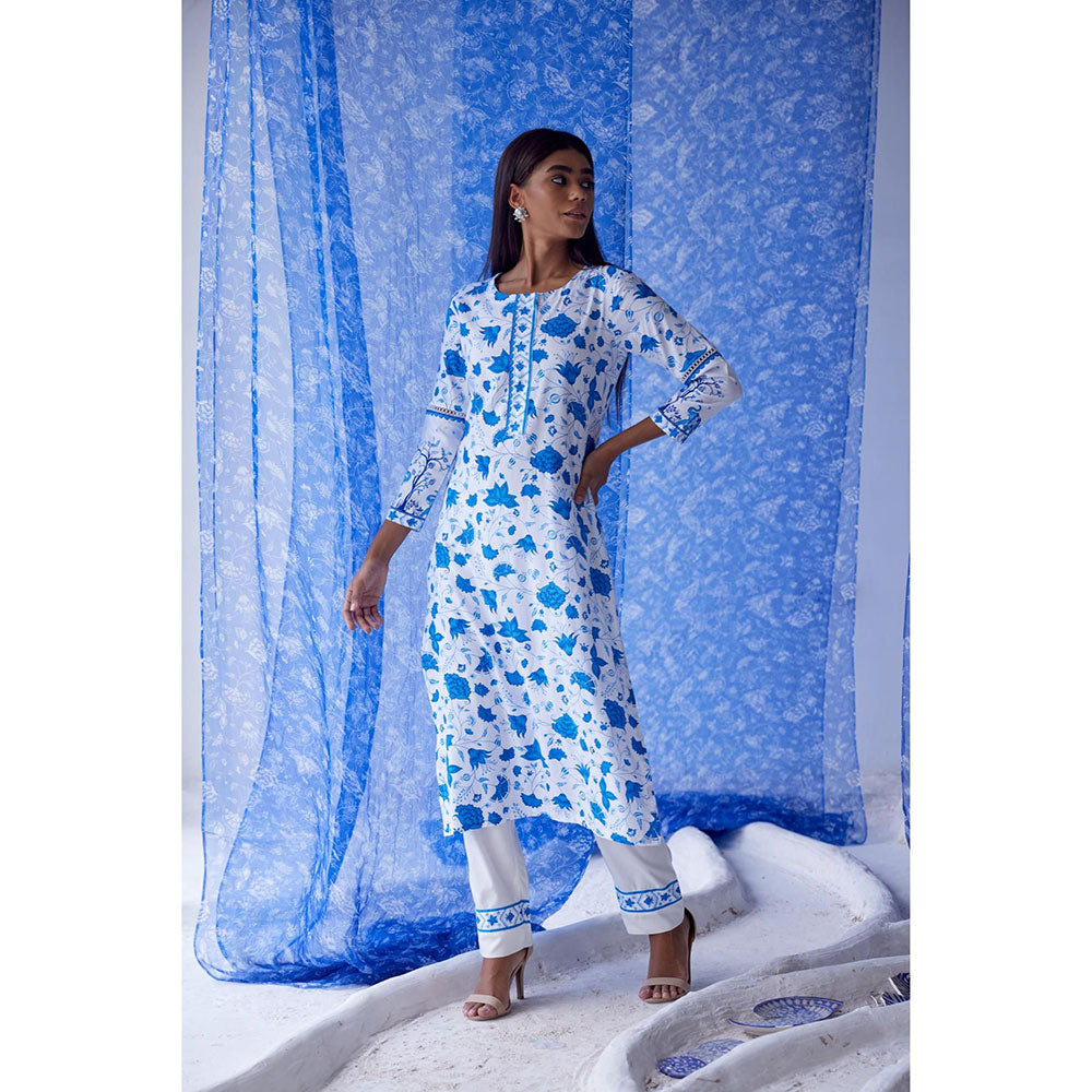 Baise Gaba White Megh Straight Suit (Set of 3)