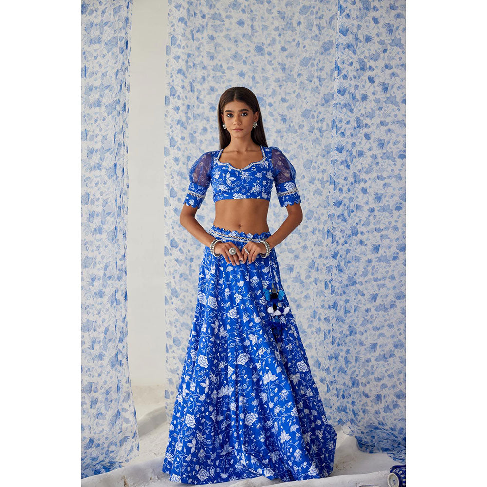 Baise Gaba Blue Ihanna Lehenga (Set of 3)