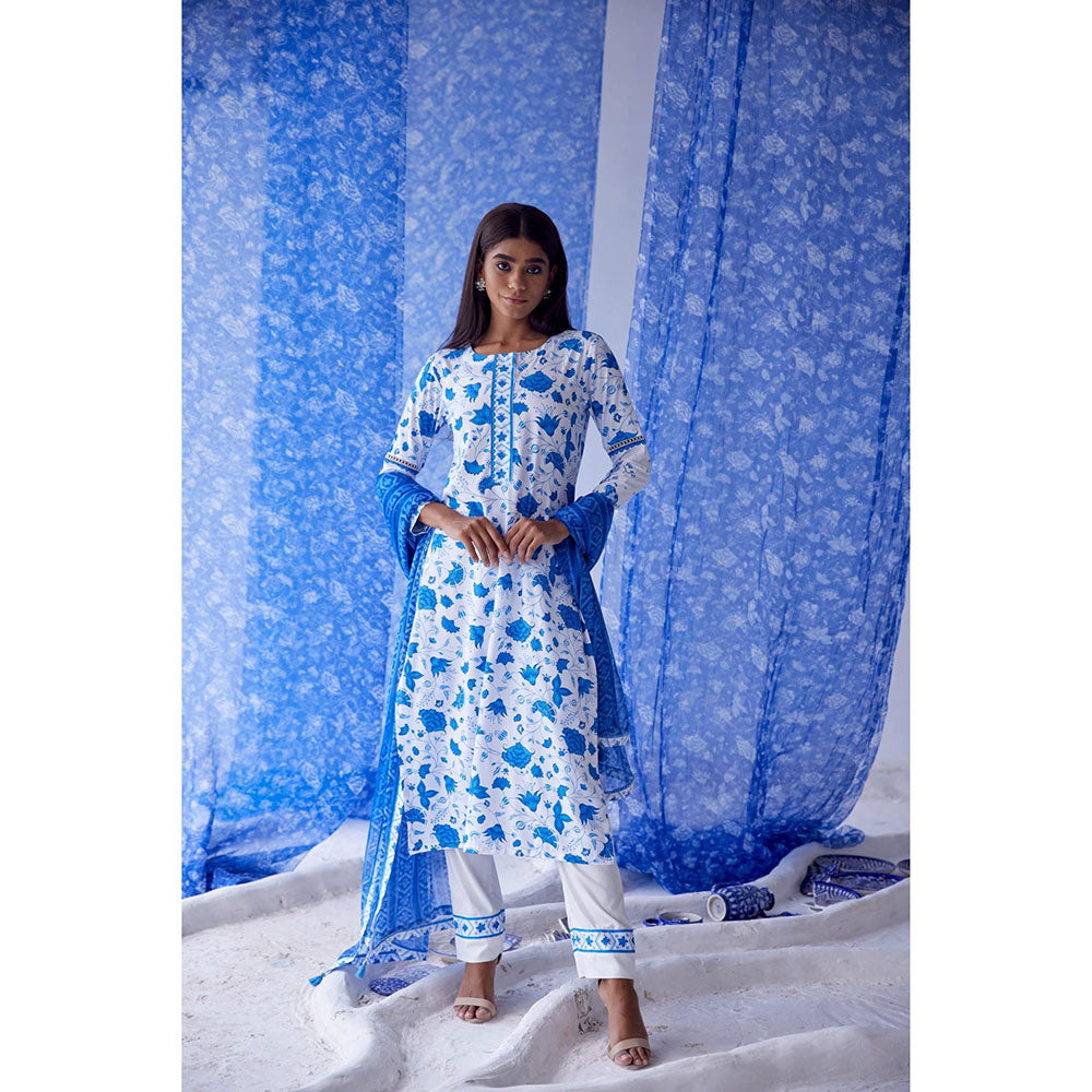 Baise Gaba White Megh Straight Kurta