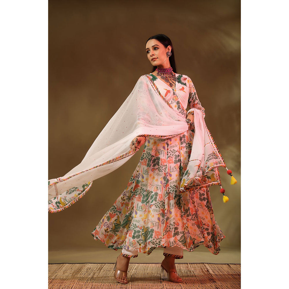 Baise Gaba White & Multi-Color Kanan Anarkali (Set of 3)