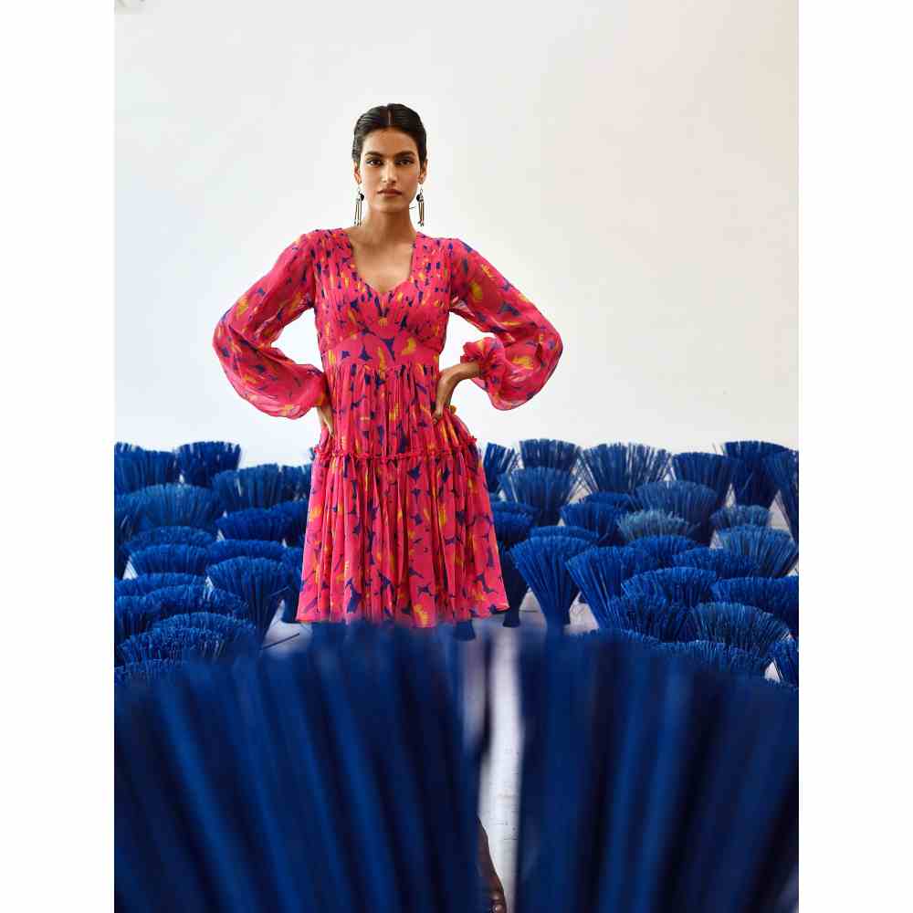 Baise Gaba Adira Printed Knee Length Dress in Pink Color