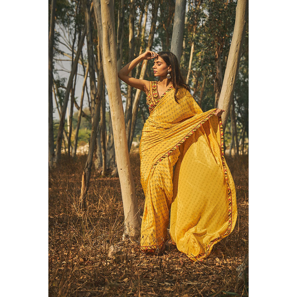 Baise Gaba Santolina Crepe Saree With Unstitched Blouse