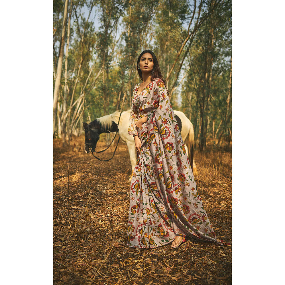 Baise Gaba Gulmaa Chanderi Saree With Unstitched Blouse