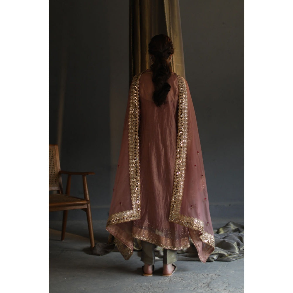 Begum Pret Gulal Kurta - Blush Peach (Set of 4)