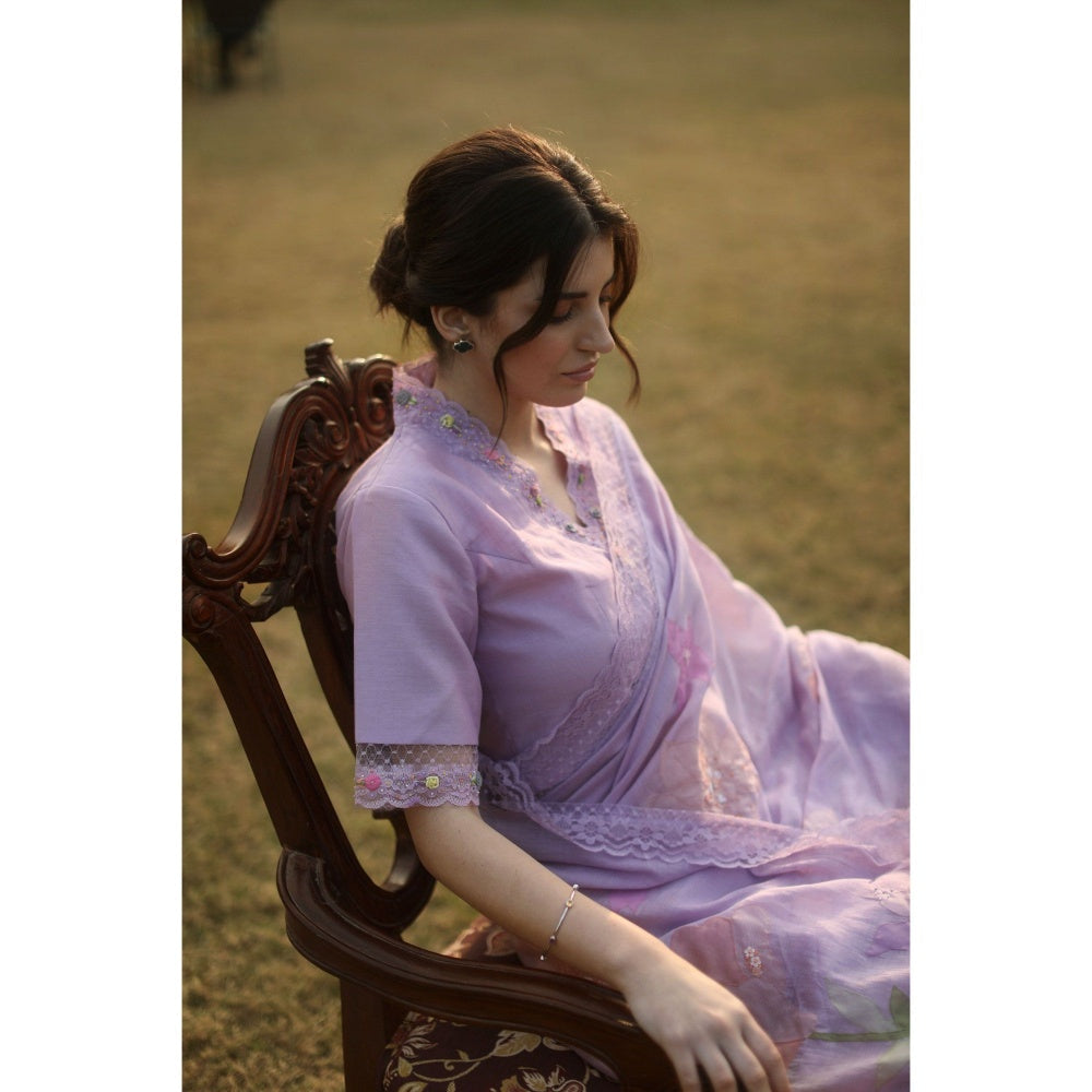 Begum Pret Esme Chanderi Saree with Stitched Blouse