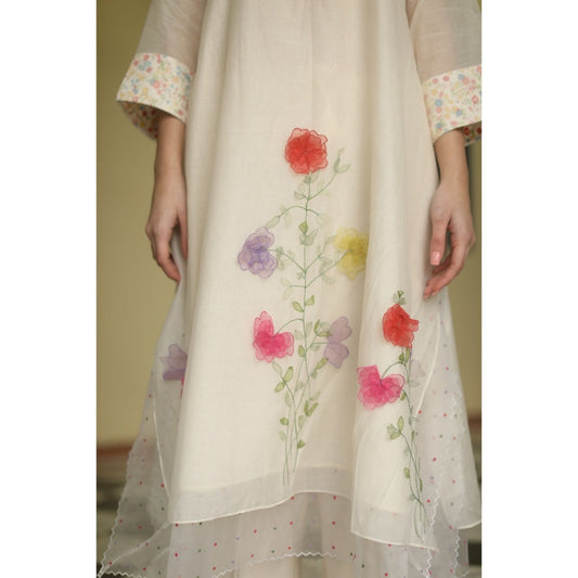 Begum Pret Sweet Pea Kurta - Ivory (Set of 3)