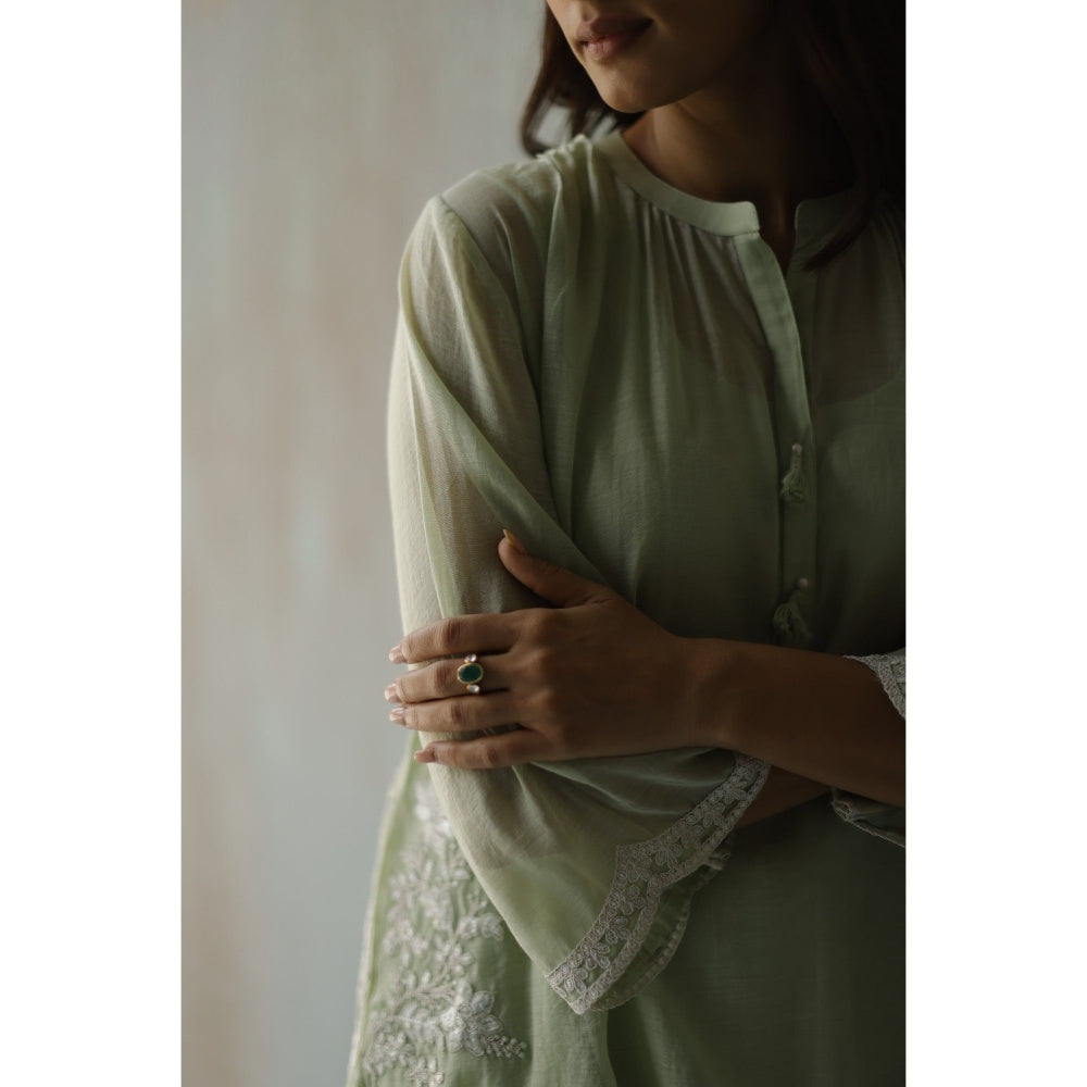 Begum Pret Aiza Green Choga (Set of 3)