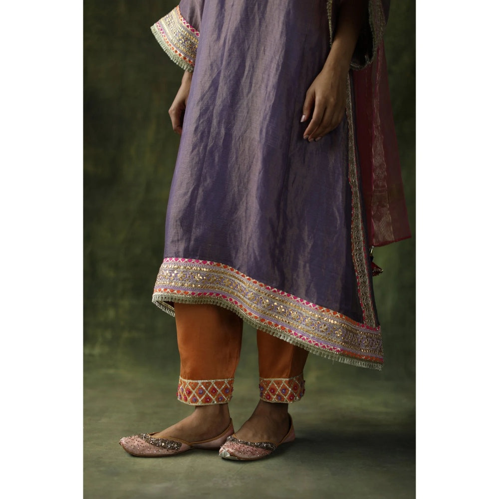 Begum Pret Purple Dia Kurta (Set of 4)