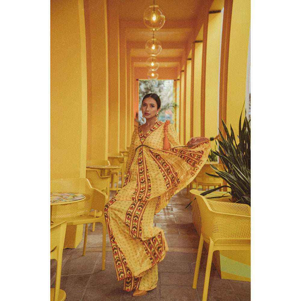 Baise Gaba Yellow Oleander Gharara (Set Of 2)