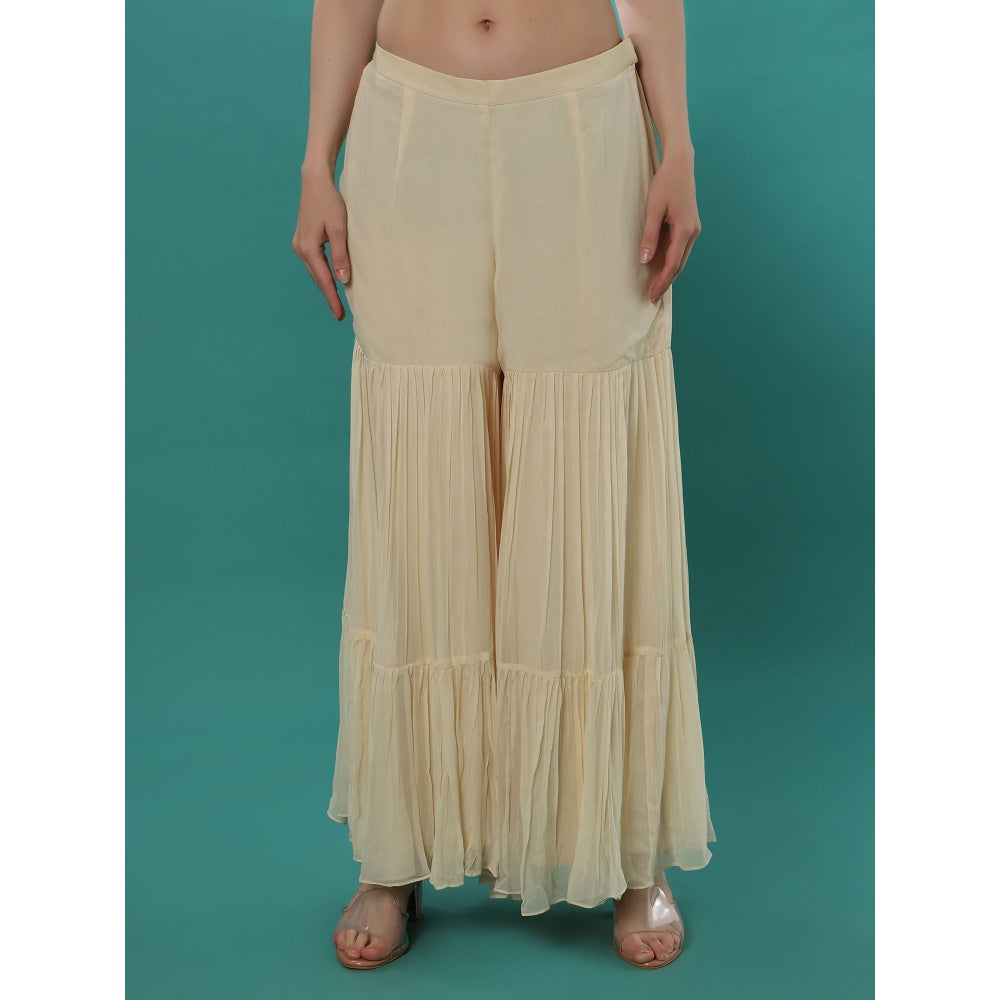 Bha-Sha Titli Ivory Embellished Tunic with Sharara & Dupatta (Set of 3)