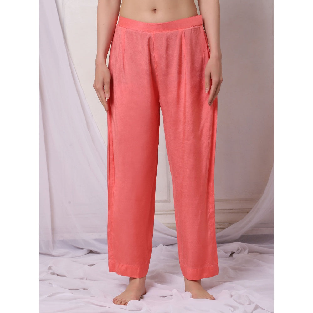 Bha-Sha Deepani Orange Floral Kurta with Pant & Dupatta (Set of 3)