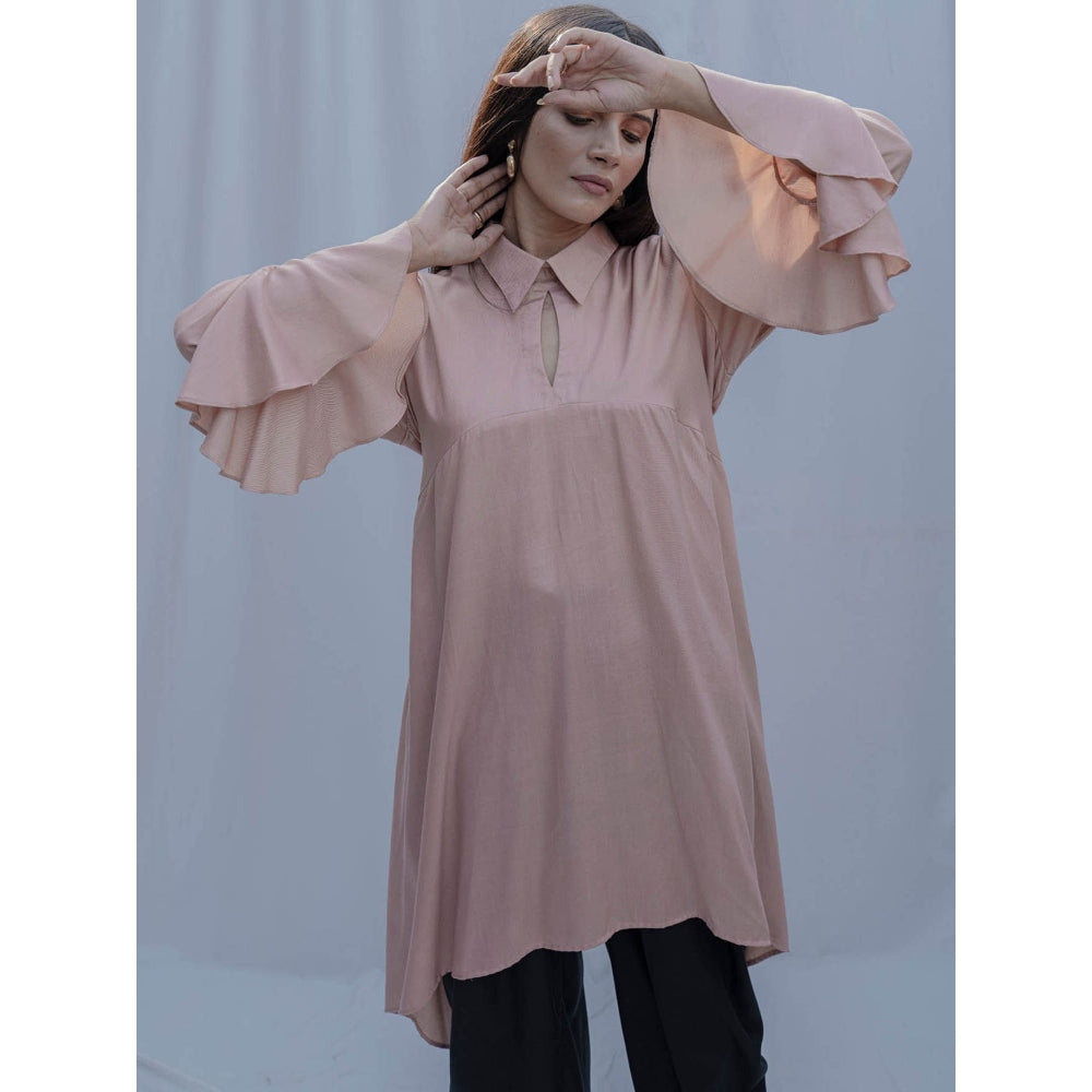 Bohame Rose Gold Asymmetric Bell Sleeve Shirts