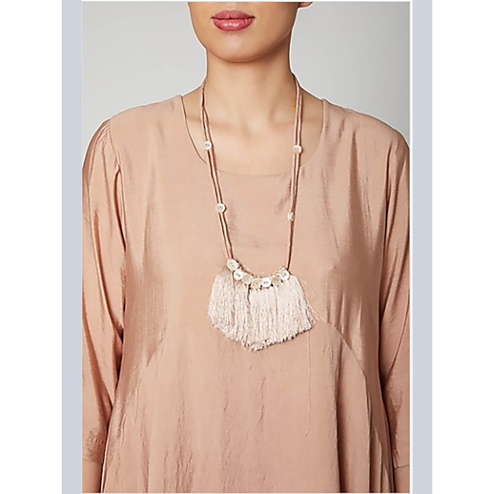 Bohame Peach Nadia Dress With Necklace (Set of 2)