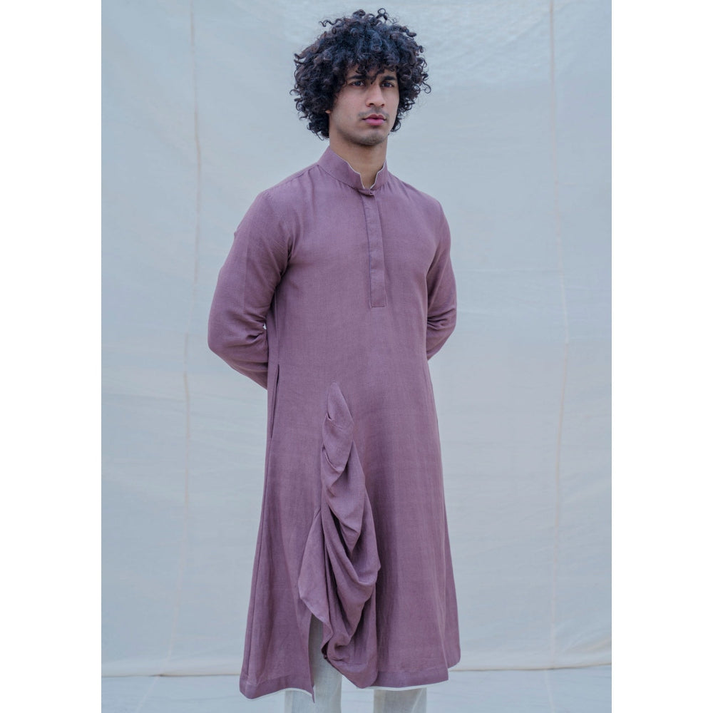 Bohame Cotton X Rayon Mauve Kurta With Pajama (Set of 2)