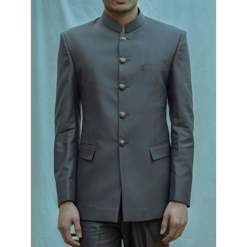 Bohame Grey Classic Bandgala Kurta And Pajama (Set of 2)