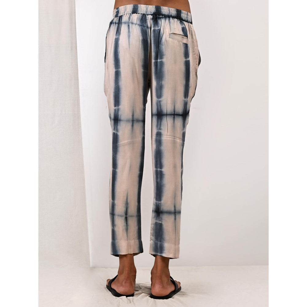 Bohame Hudson Blue and Grey Tie Dye Kurta (Set of 2)