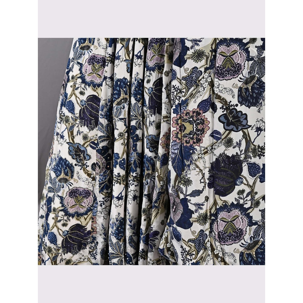 Bohame Embelia Multi-Blue & Off White Lehenga (Set of 4)