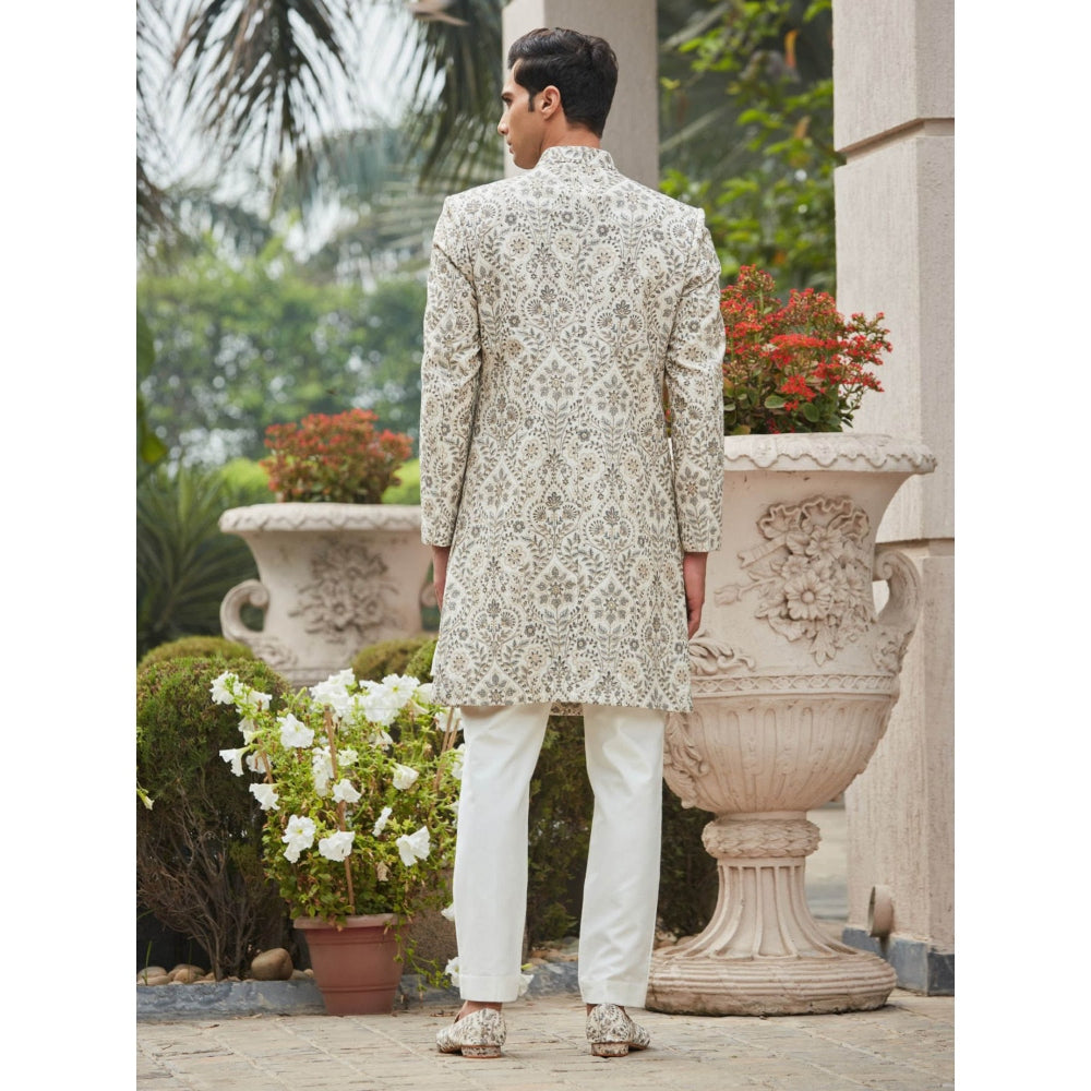 Bohame Laska - Chikankari & Zari Work Kurta Achkan Kurta (Set of 3)