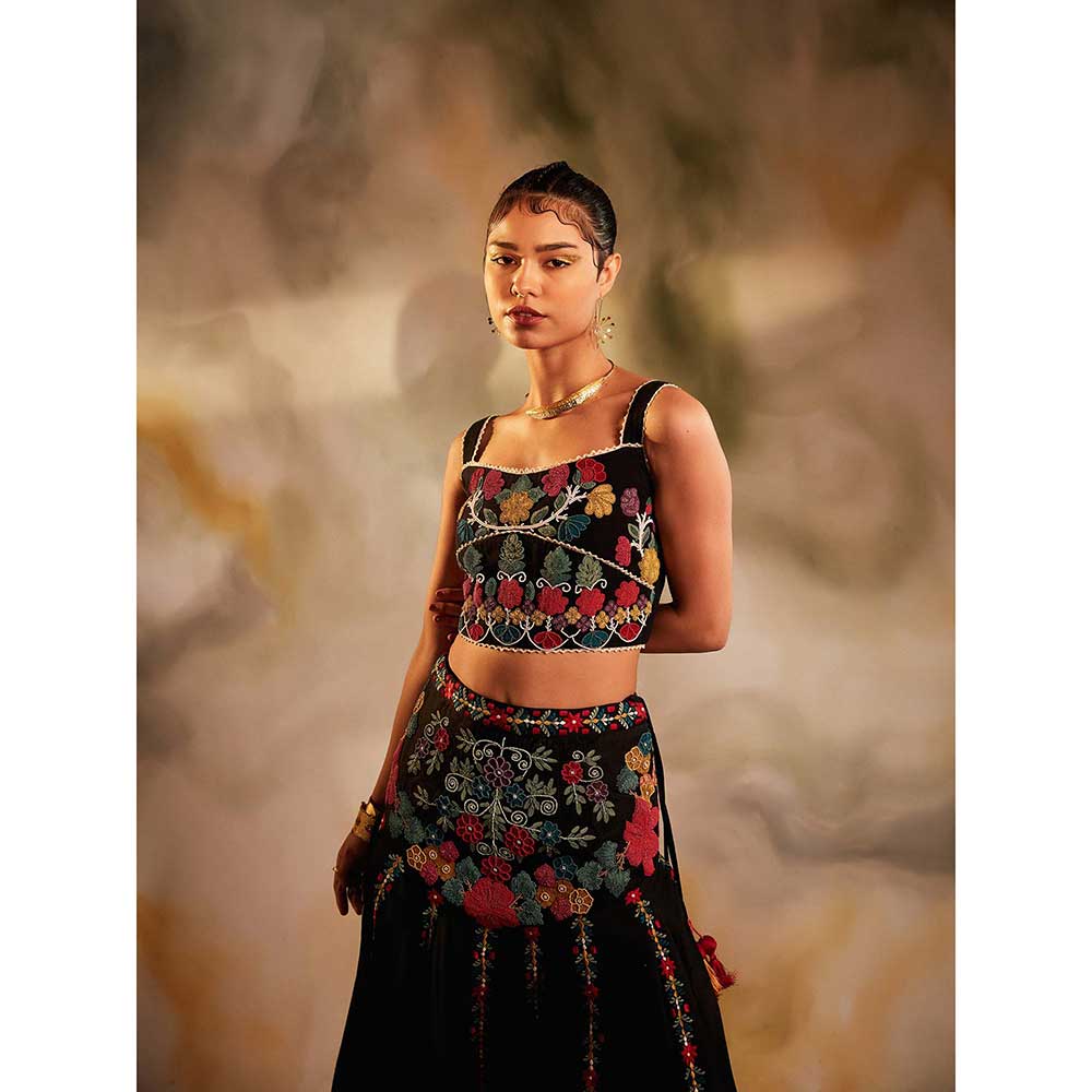 CHANDRIMA Black Beadwork Bustier