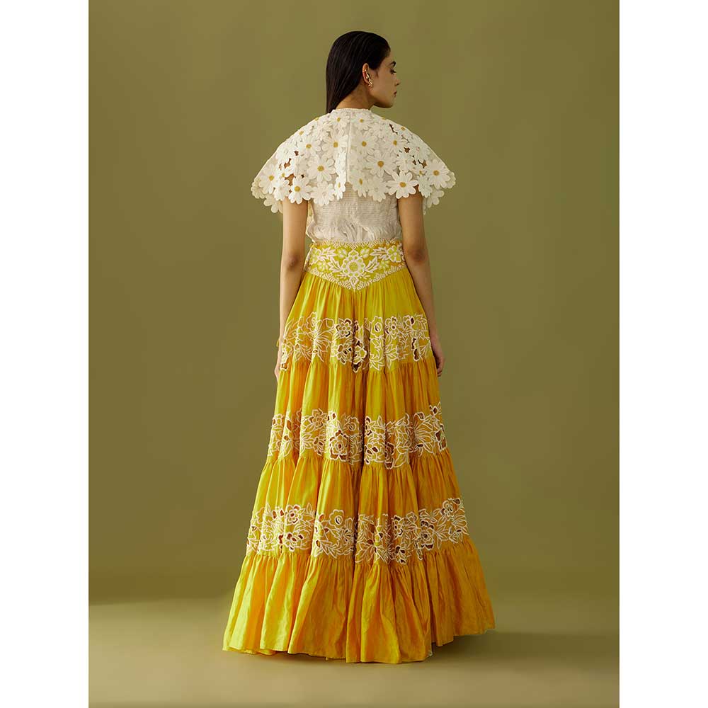 CHANDRIMA Ivory Daisy Cutwork Cape