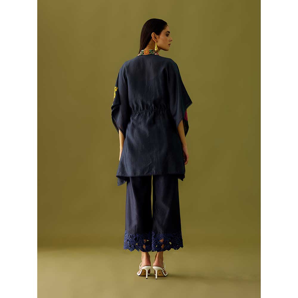 CHANDRIMA Indigo Cutwork Straight Pants