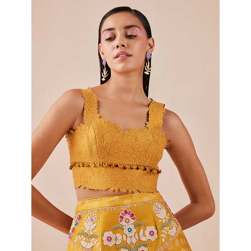 CHANDRIMA Yellow Quilted Bustier