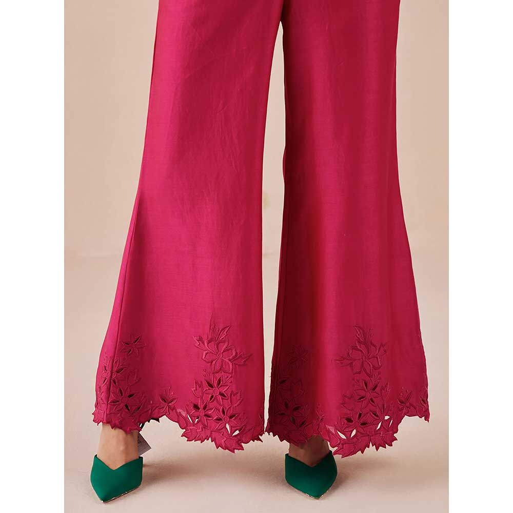 CHANDRIMA Fuchsia Bell Bottom Pants