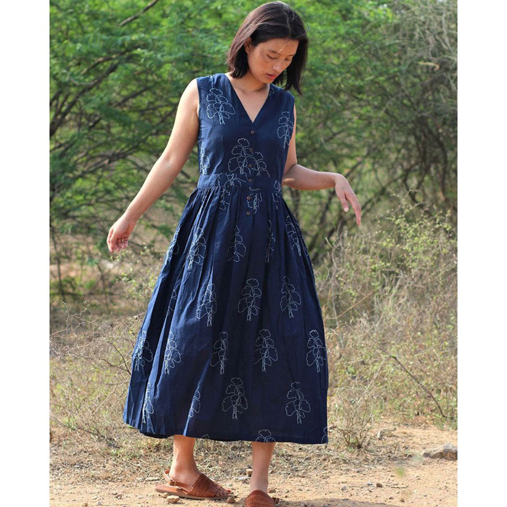 Chidiyaa Blue Cotton Dress