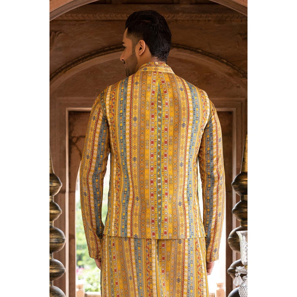 Chhavvi Aggarwal Men Yellow Printed Bundi