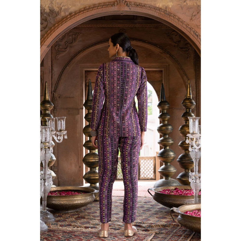 Chhavvi Aggarwal Purple Printed Jacket with Pant (Set of 2)