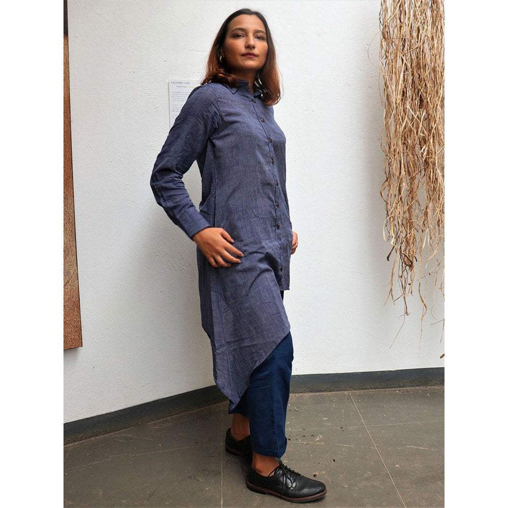 CHIDIYAA Handwoven Cotton Indigo Asymmetric Kurta