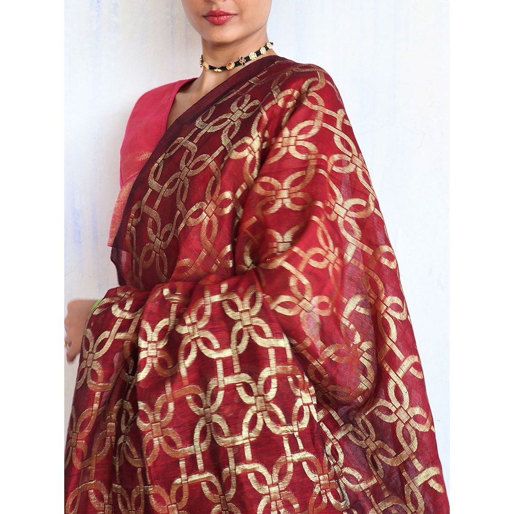 Chidiyaa Sindoor Jamdani Saree Shringaar with Unstitched Blouse