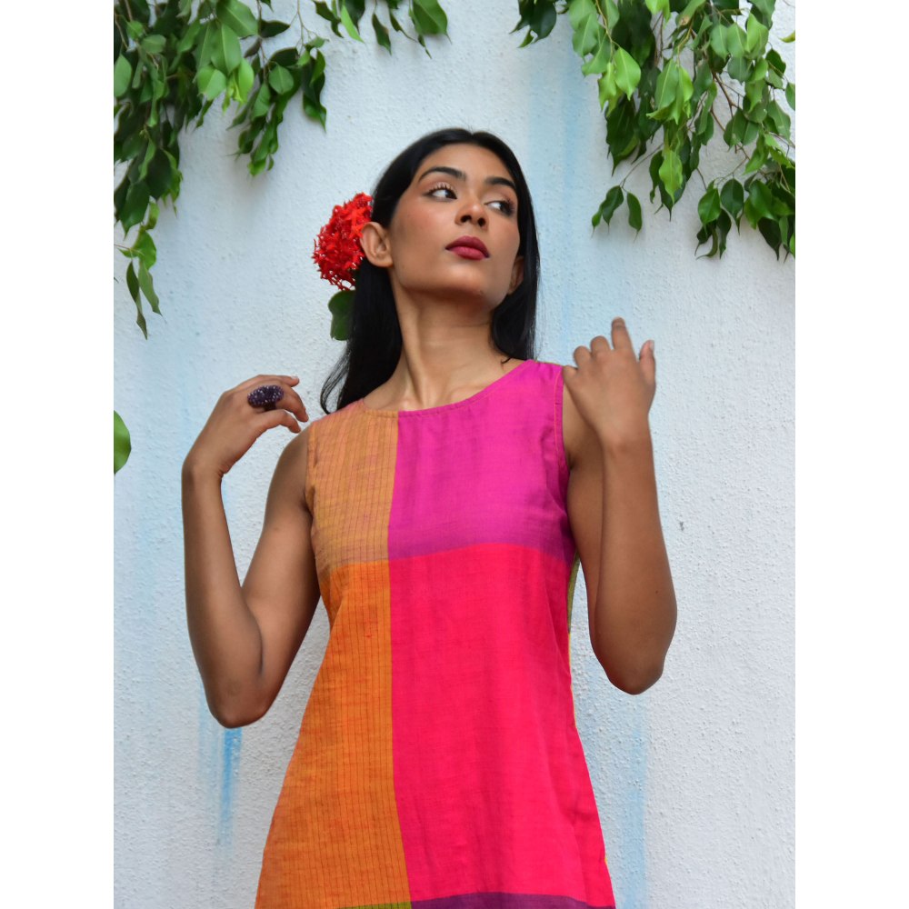 Chidiyaa Rainbow Cafe Vibrant Visions Handwoven Cotton Dress