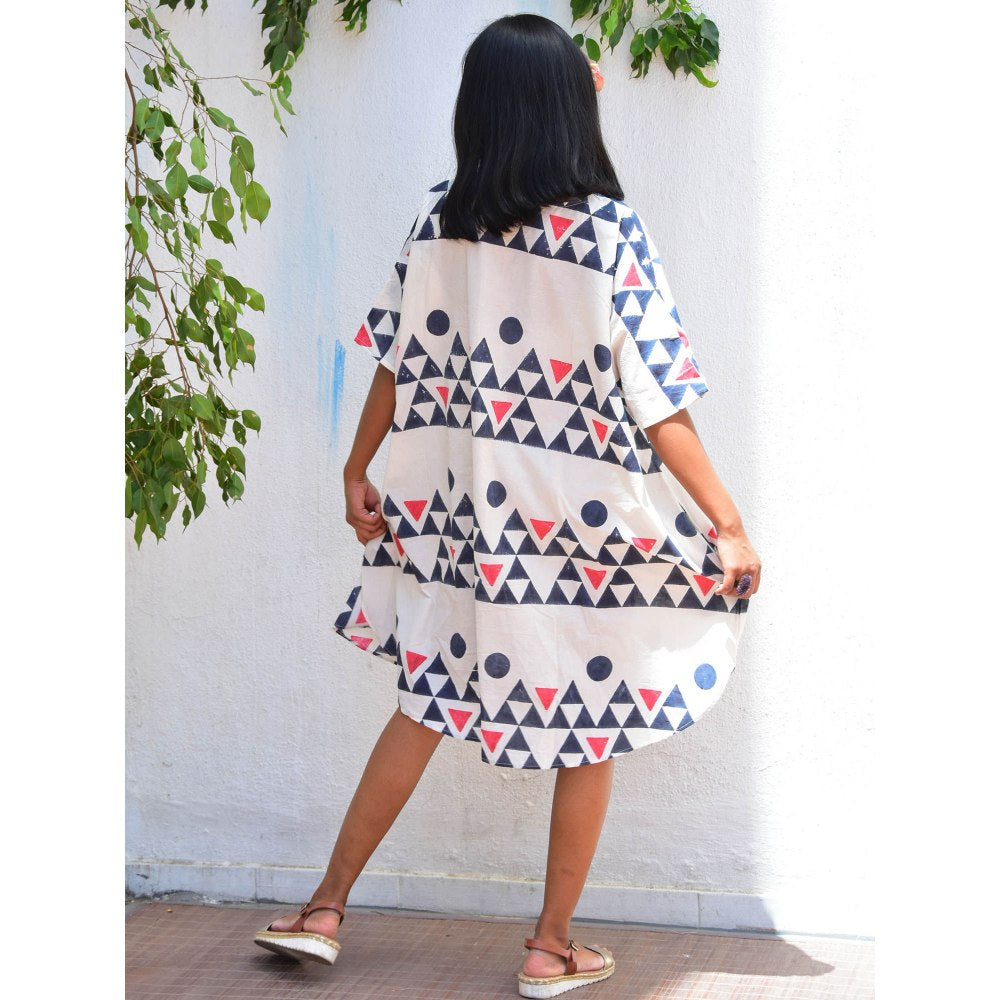 Chidiyaa Vanilla Moon Moonlit Handblock Printed Cotton Dress