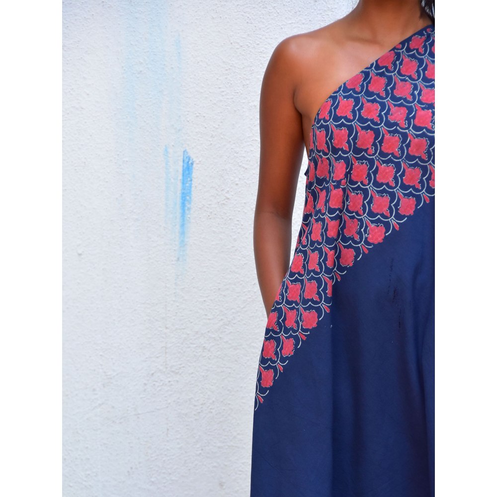 Chidiyaa Smell of Rain Mystic Sea Hand Block Printed Cotton Dress