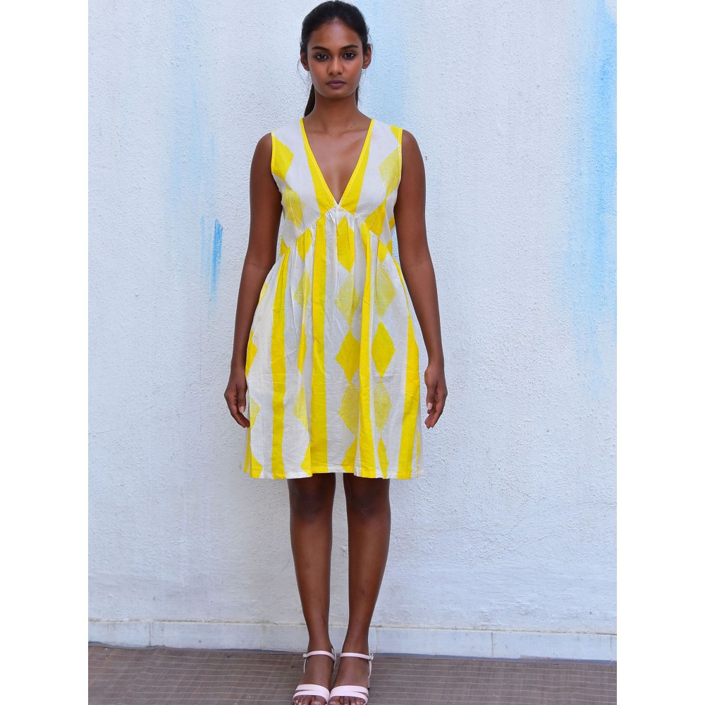 Chidiyaa Smell of Rain Panjim Hand Block Printed Cotton Dress