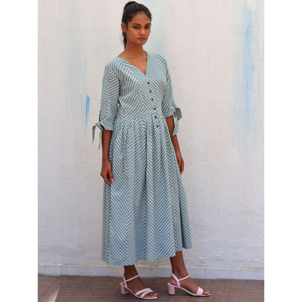 Chidiyaa Smell of Rain Tundra Hand Block Printed Cotton Dress