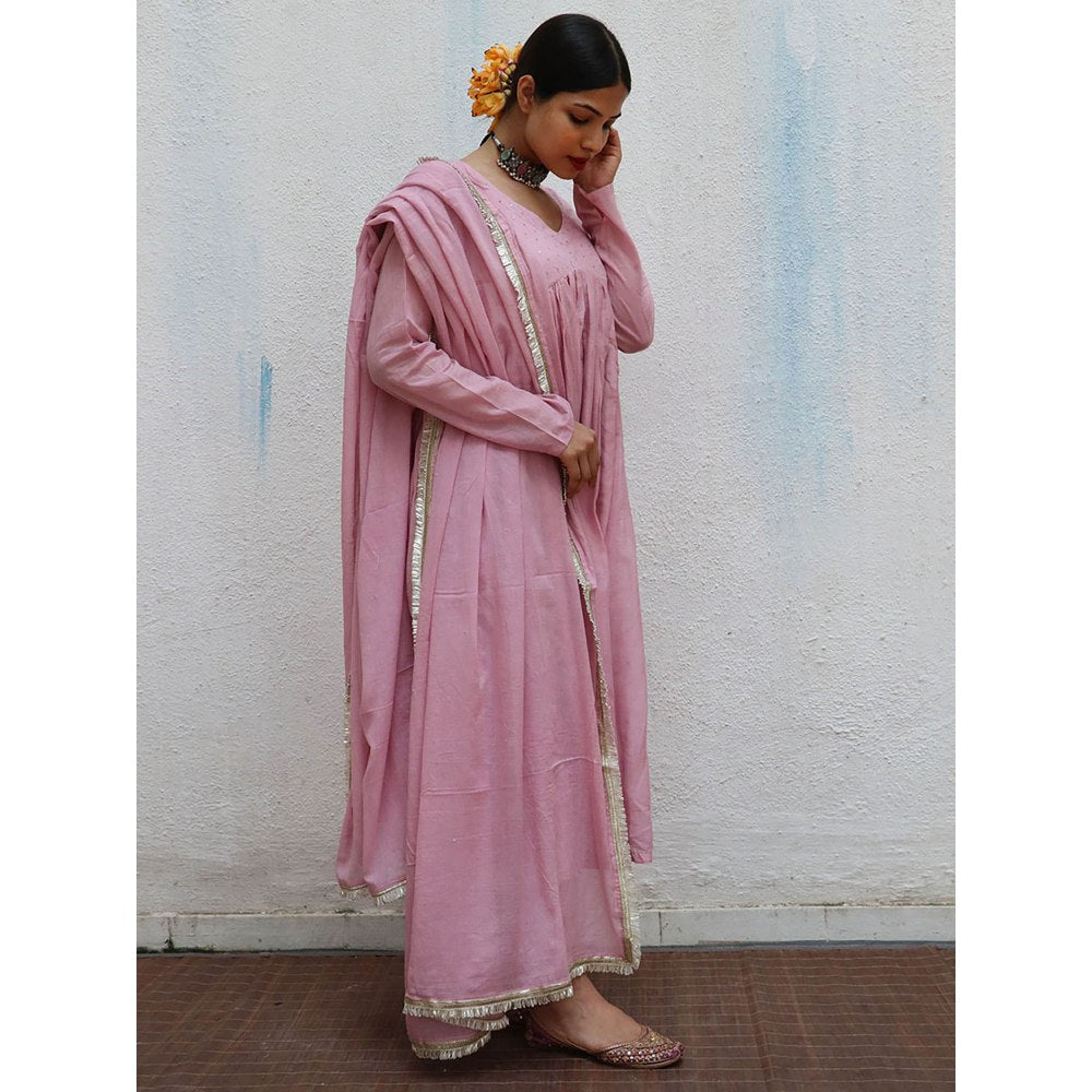 Chidiyaa Jugnu Tarang Pink Mulmul Cotton Kurta Pants with Dupatta (Set of 3)