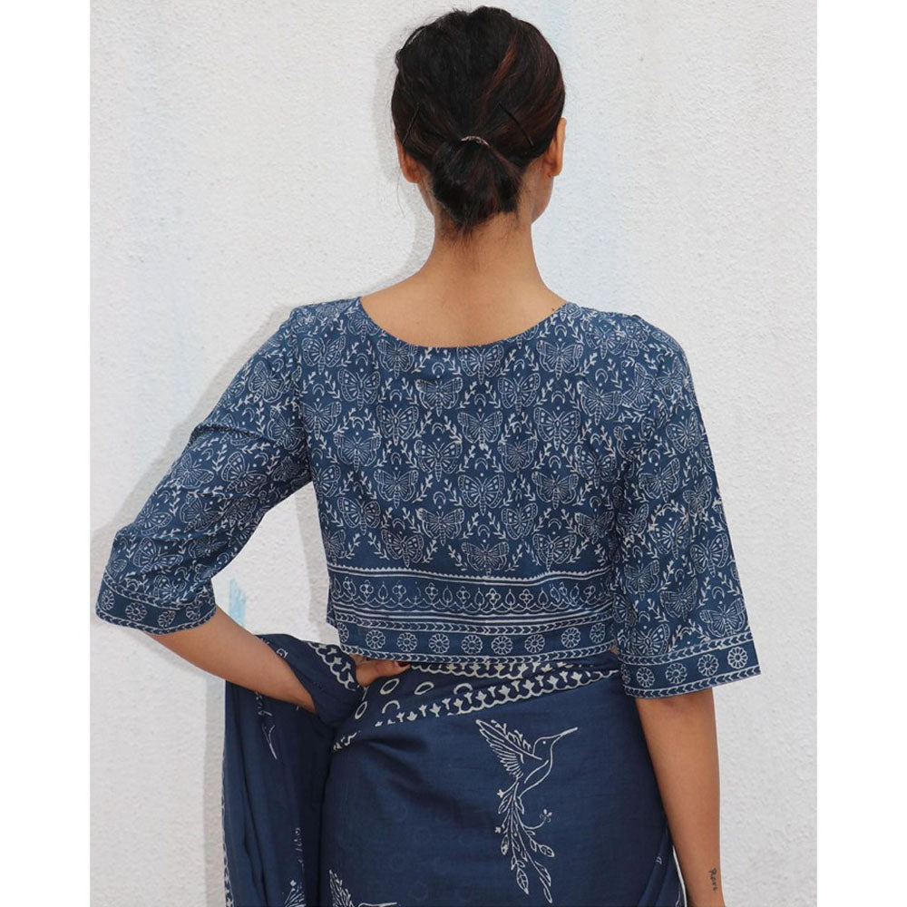 Chidiyaa Paakhi Jasmine Nights Hand Block Printed Cotton Stitched Blouse