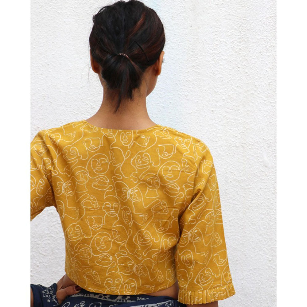 Chidiyaa Paakhi Augustina Hand Block Printed Cotton Stitched Blouse