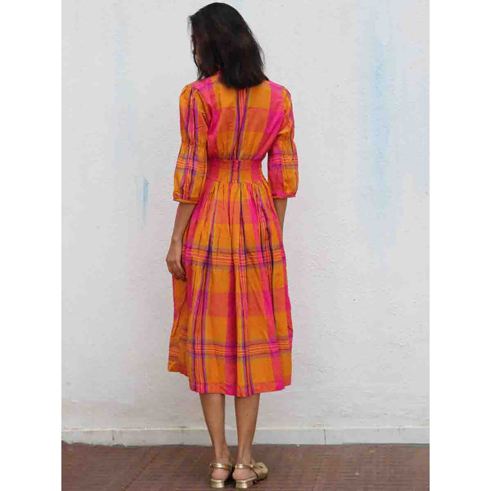 Chidiyaa Rainbow Cafe Florentine Stripes Handwoven Cotton Dress