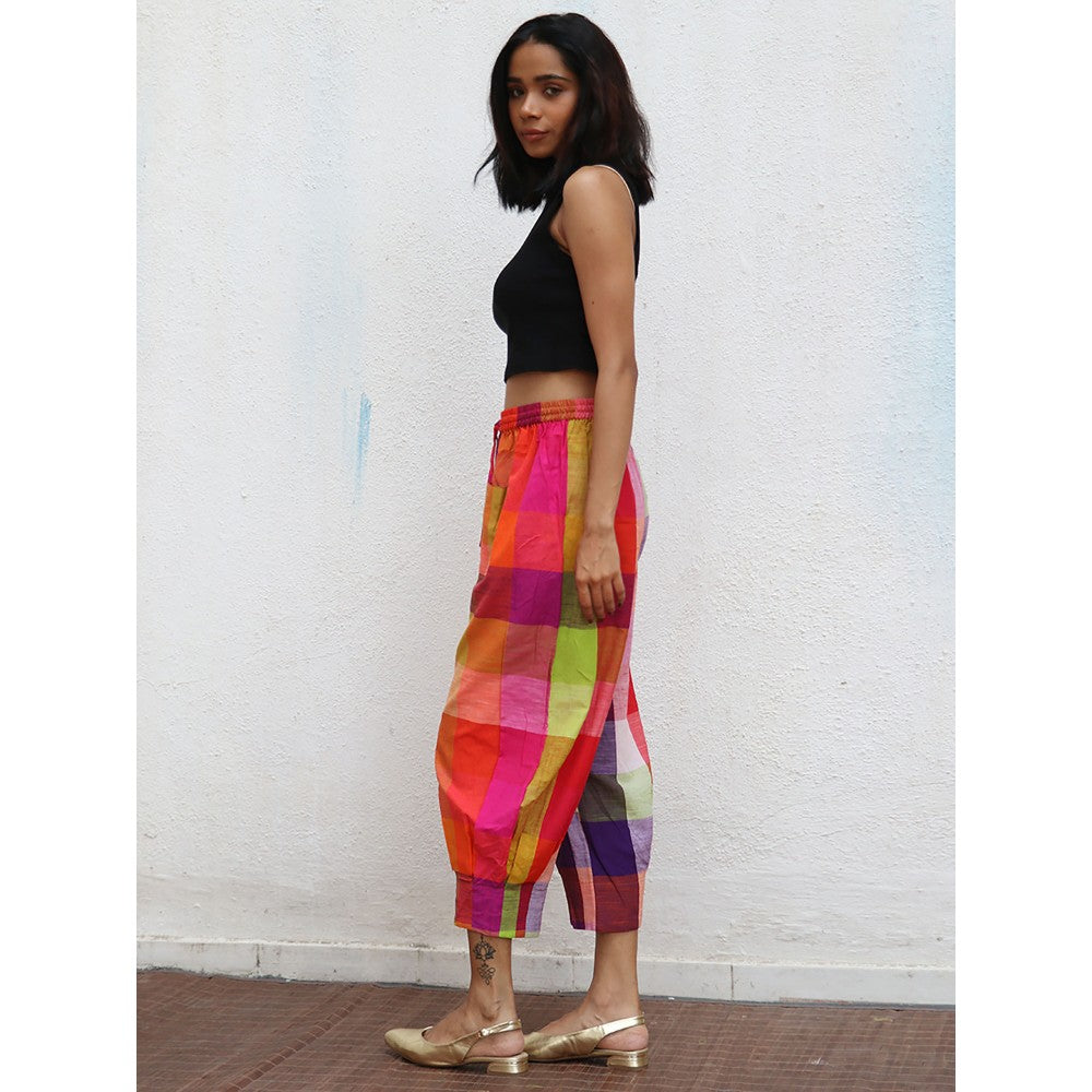 Chidiyaa Rainbow Raveena Colorblock Handwoven Cotton Pants