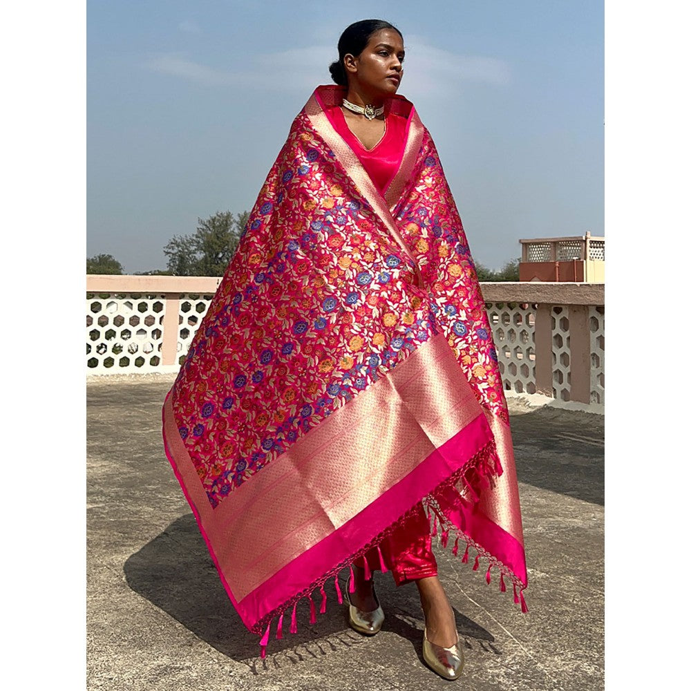Chidiyaa Sufiyana Ulfat Handwoven Banarasi Kimkhab Brocade Dupatta