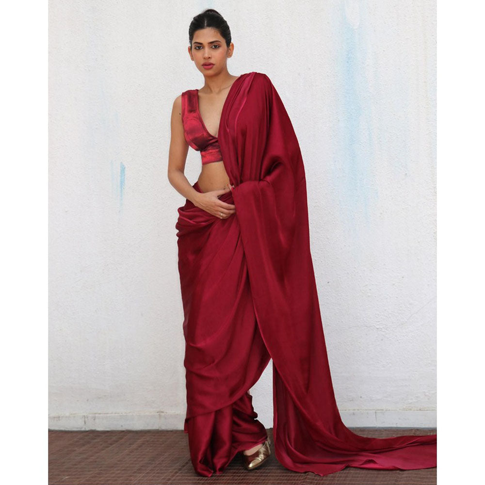 Chidiyaa Maroon Amaya Modal Silk Saree