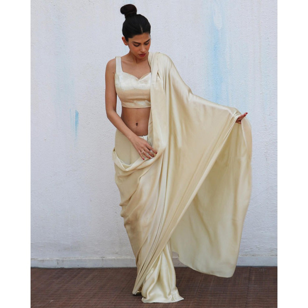 Chidiyaa Cream Tarni Mashru Silk Stitched Blouse